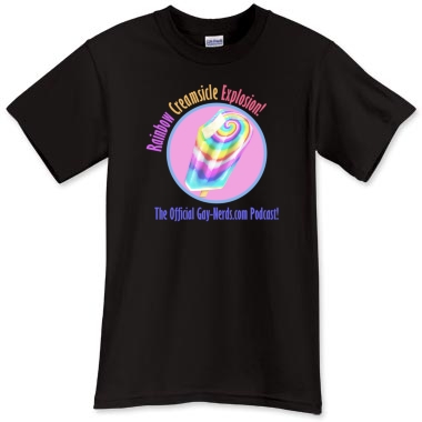 gay nerds t shirt rainbow creamsicle explosion podcast